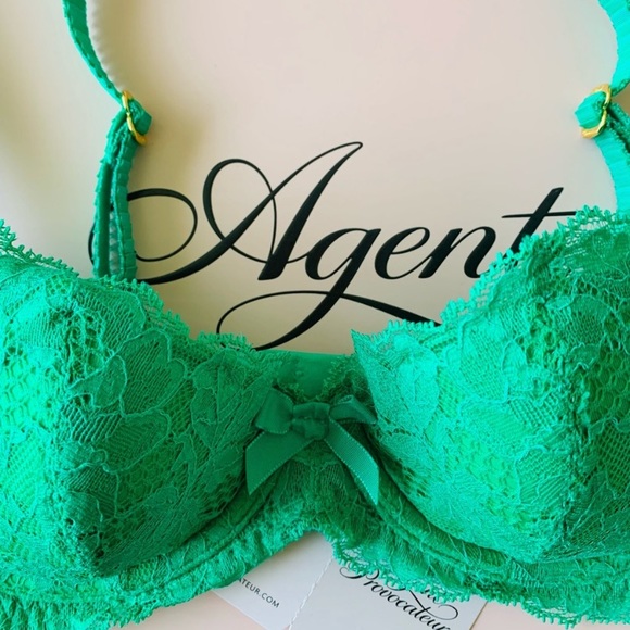 🎉HP🎉 Offers Welcome! NWT Green lace Agent Provocateur Padded Bra 32C B001 - Picture 3 of 4